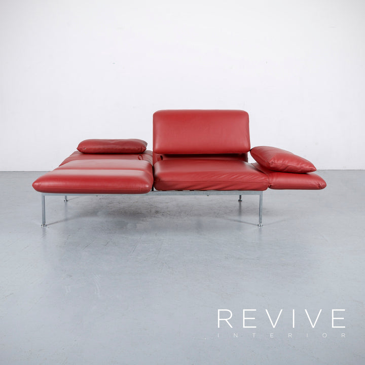 Brühl Roro Leder Sofa Rot Neuwertig Dreisitzer Couch Funktion Echtleder #6041