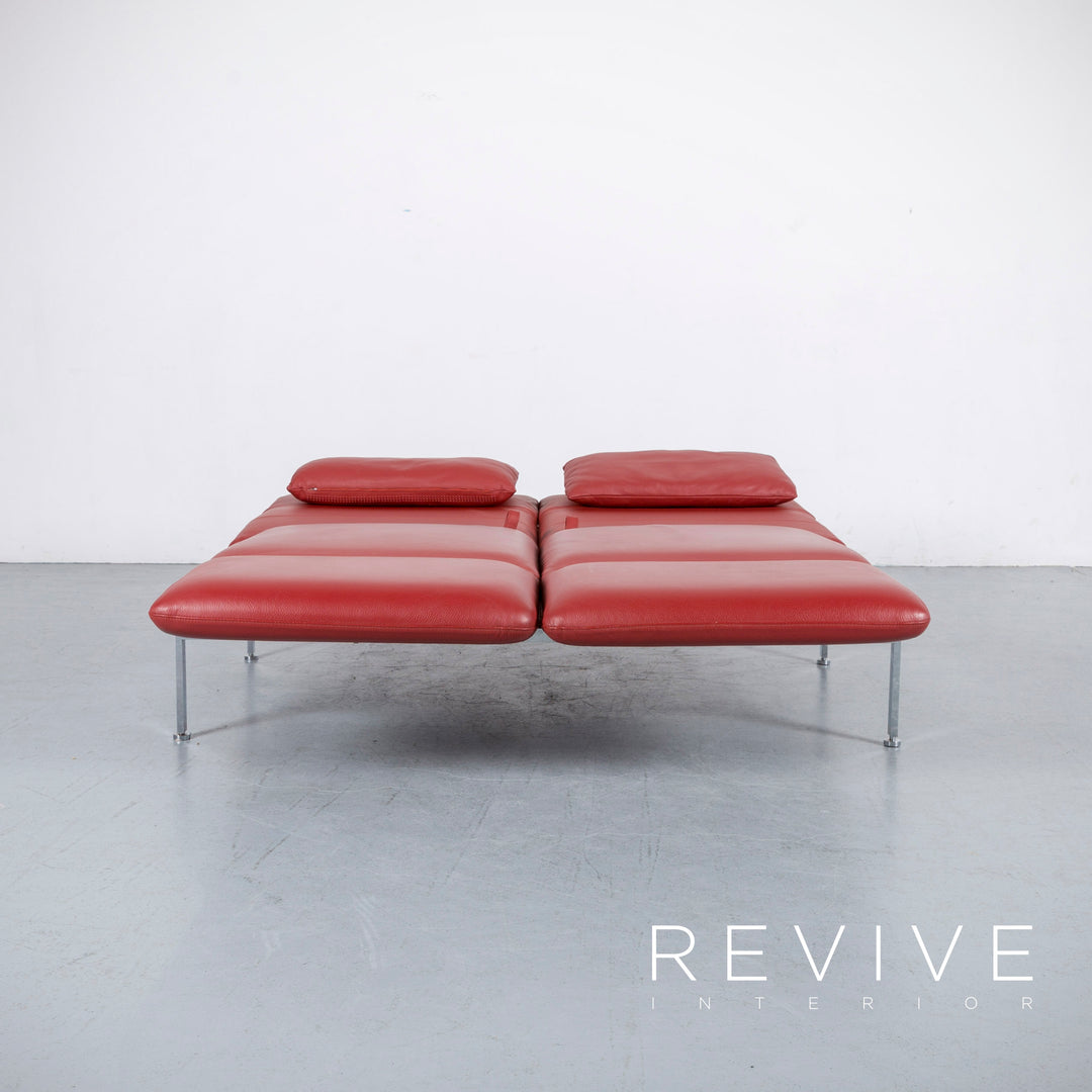 Brühl Roro Leder Sofa Rot Neuwertig Dreisitzer Couch Funktion Echtleder #6041