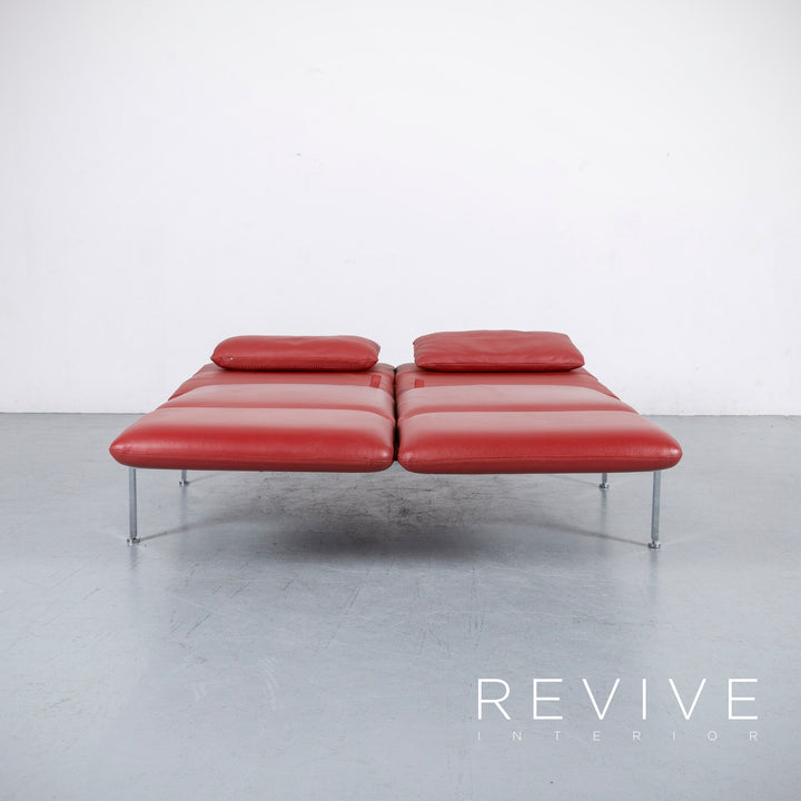 Brühl Roro Leder Sofa Rot Neuwertig Dreisitzer Couch Funktion Echtleder #6041