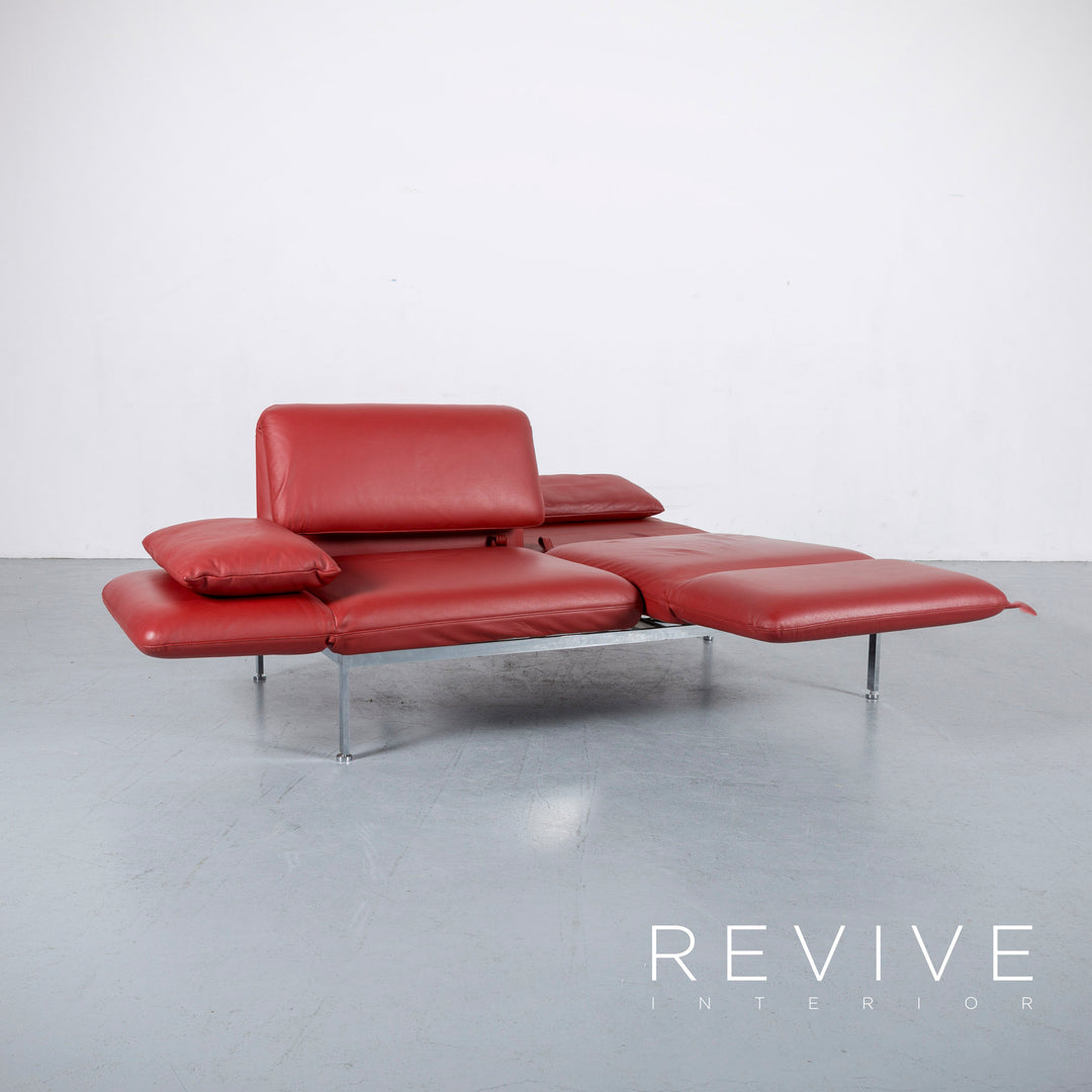 Brühl Roro Leder Sofa Rot Neuwertig Dreisitzer Couch Funktion Echtleder #6041