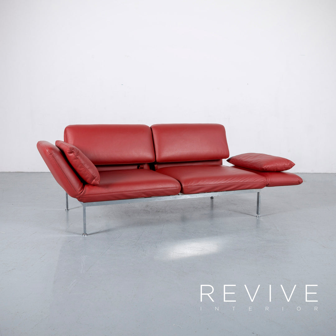 Brühl Roro Leder Sofa Rot Neuwertig Dreisitzer Couch Funktion Echtleder #6041
