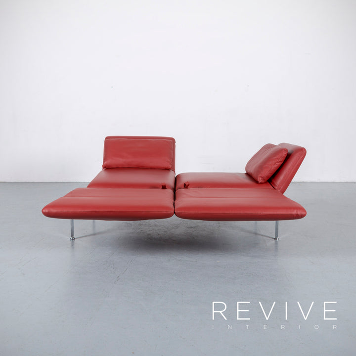 Brühl Roro Leder Sofa Rot Neuwertig Dreisitzer Couch Funktion Echtleder #6041