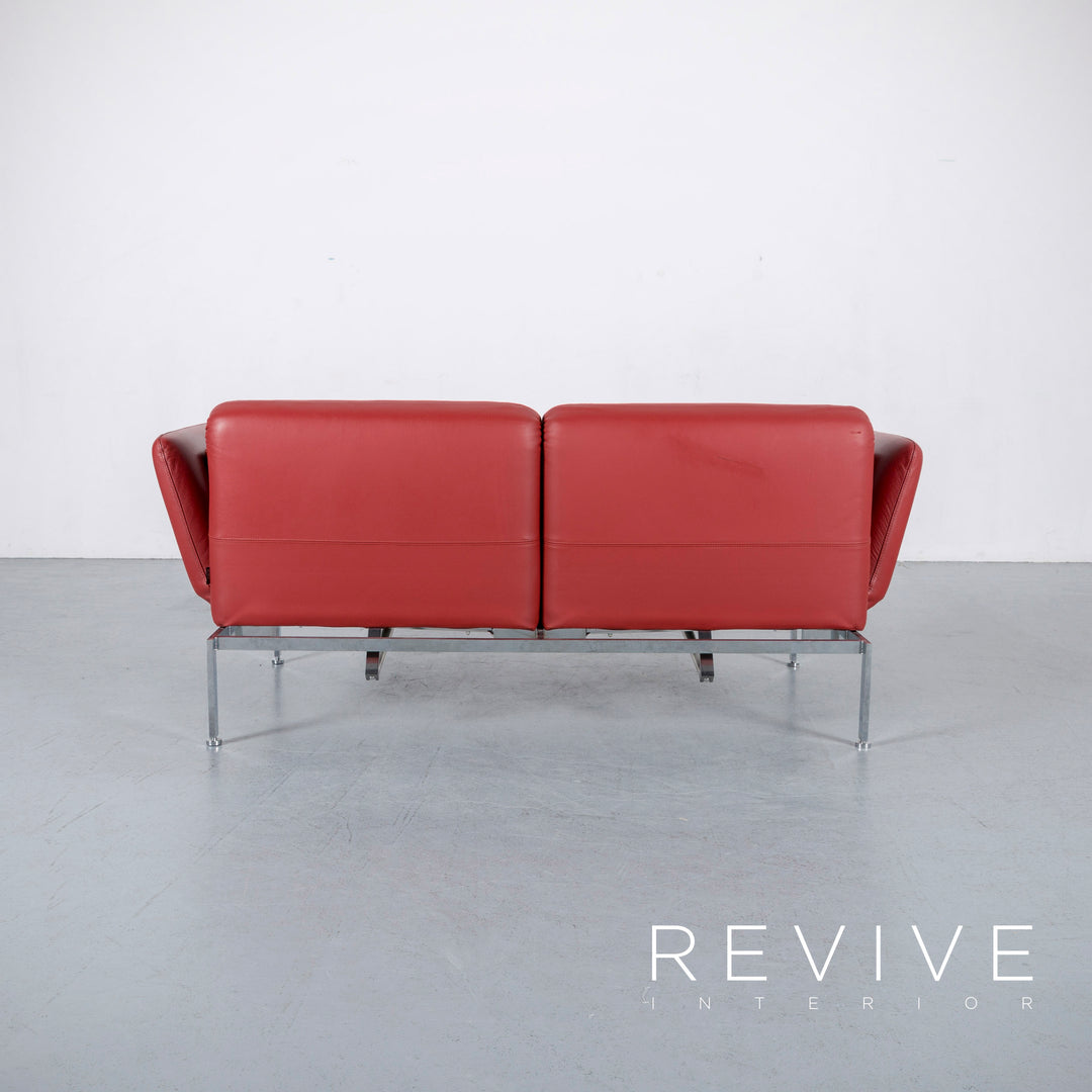 Brühl Roro Leder Sofa Rot Neuwertig Dreisitzer Couch Funktion Echtleder #6041