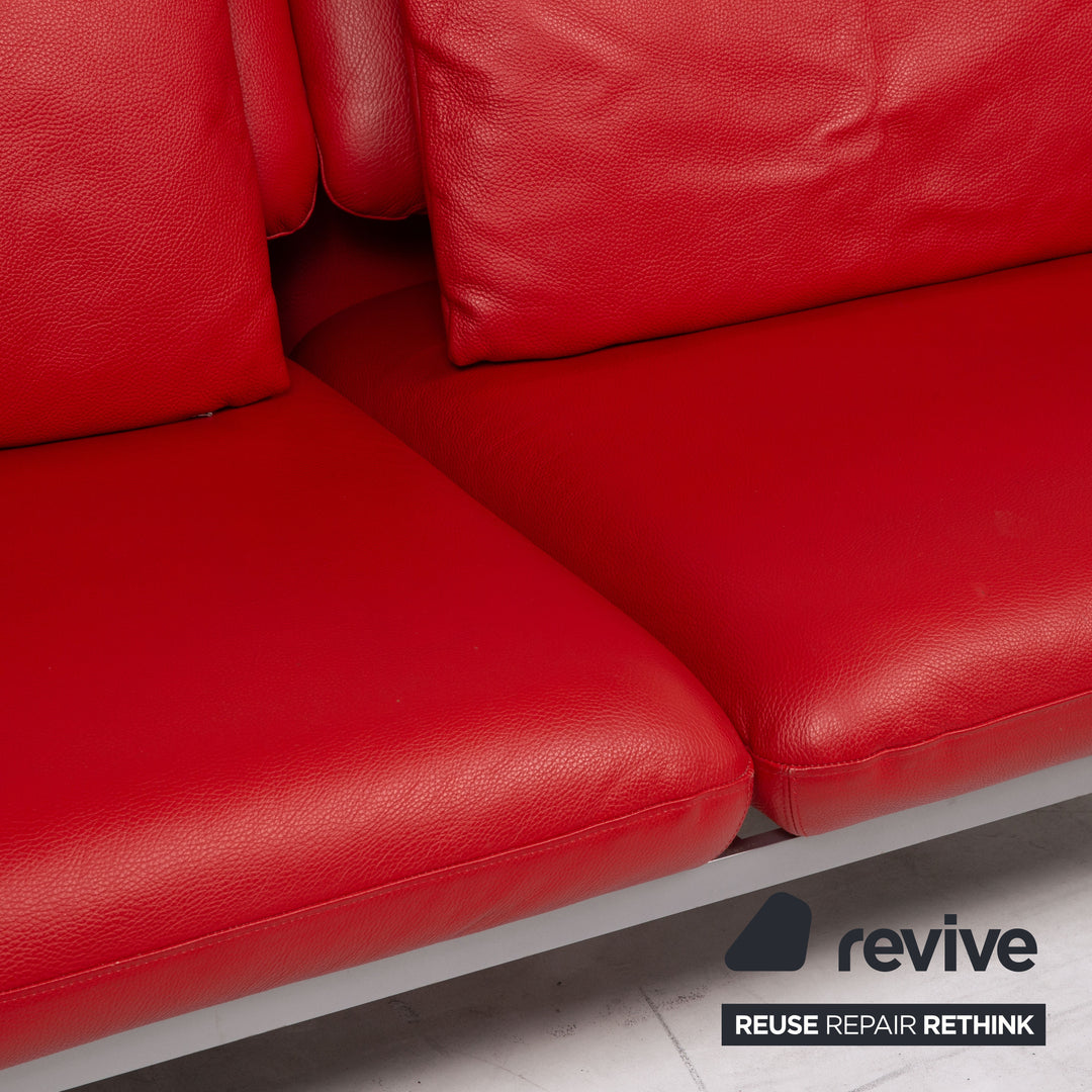 Brühl & Sippold Roro Leder Sofa Rot Zweisitzer Funktion Relaxfunktion Schlaffunktion Schlafsofa