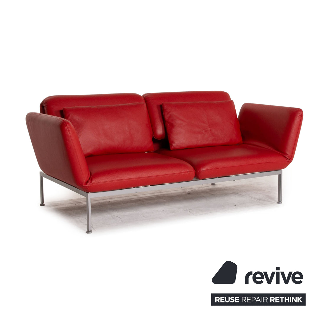 Brühl & Sippold Roro Leder Sofa Rot Zweisitzer Funktion Relaxfunktion Schlaffunktion Schlafsofa