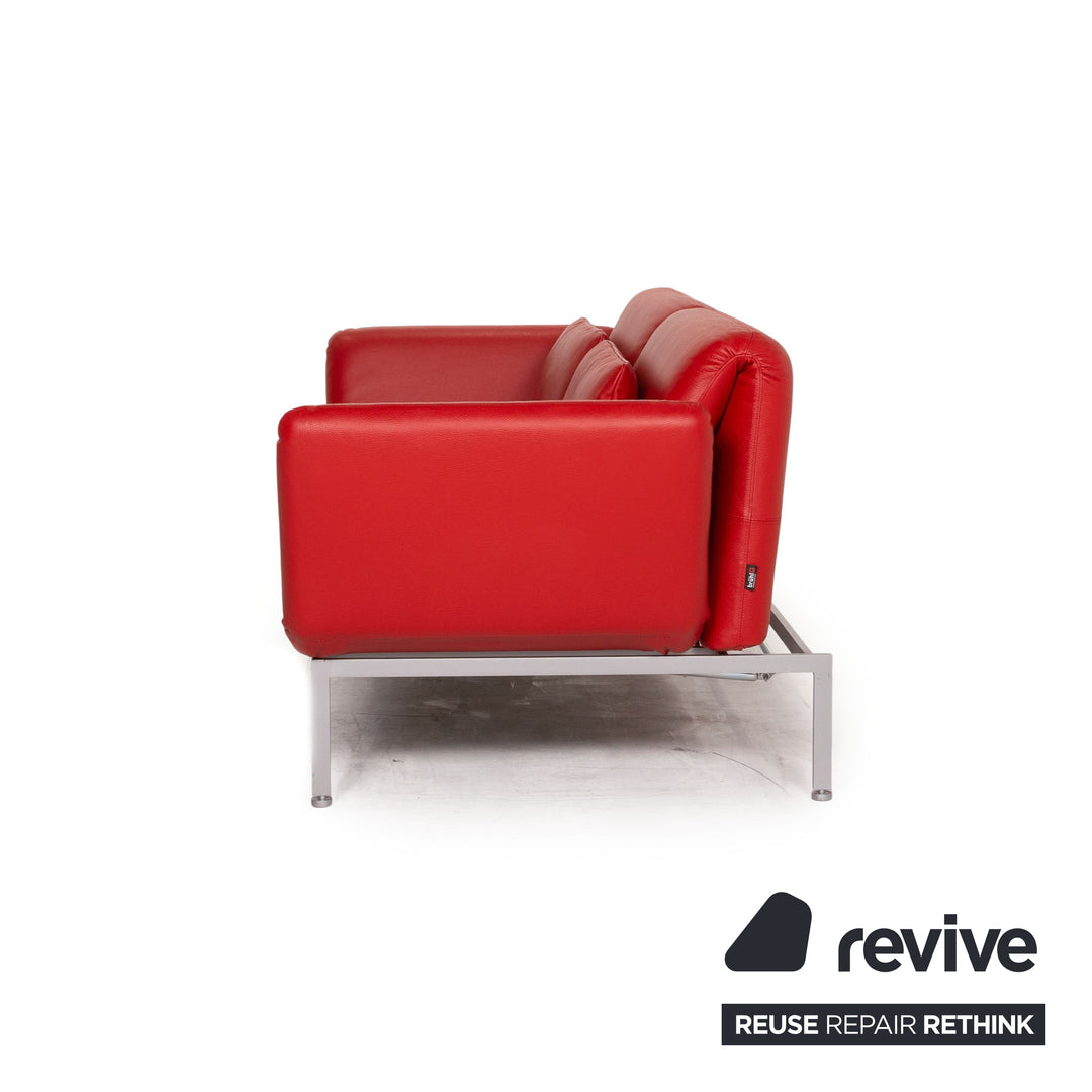 Brühl & Sippold Roro Leder Sofa Rot Zweisitzer Funktion Relaxfunktion Schlaffunktion Schlafsofa