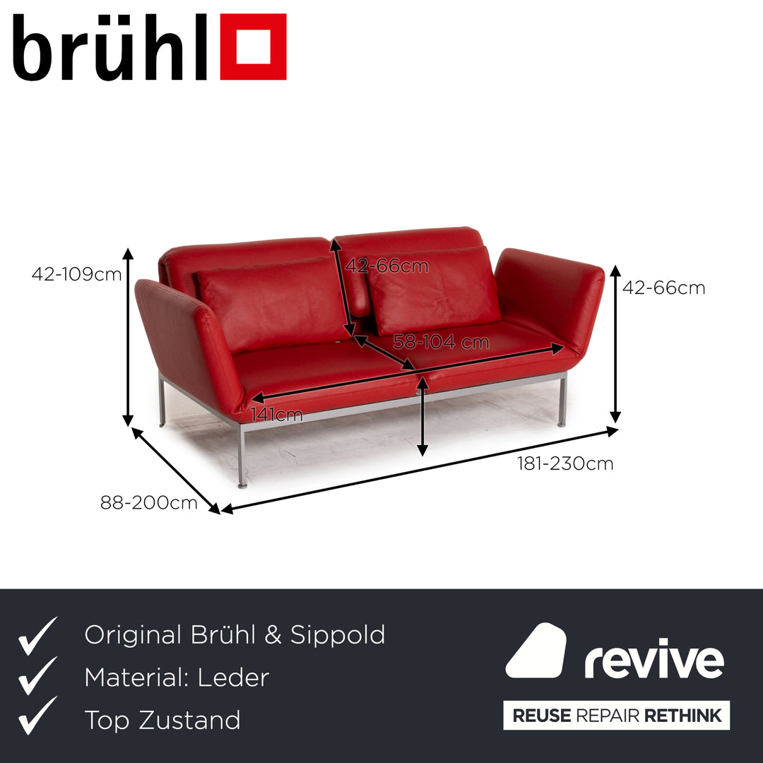 Brühl & Sippold Roro Leder Sofa Rot Zweisitzer Funktion Relaxfunktion Schlaffunktion Schlafsofa