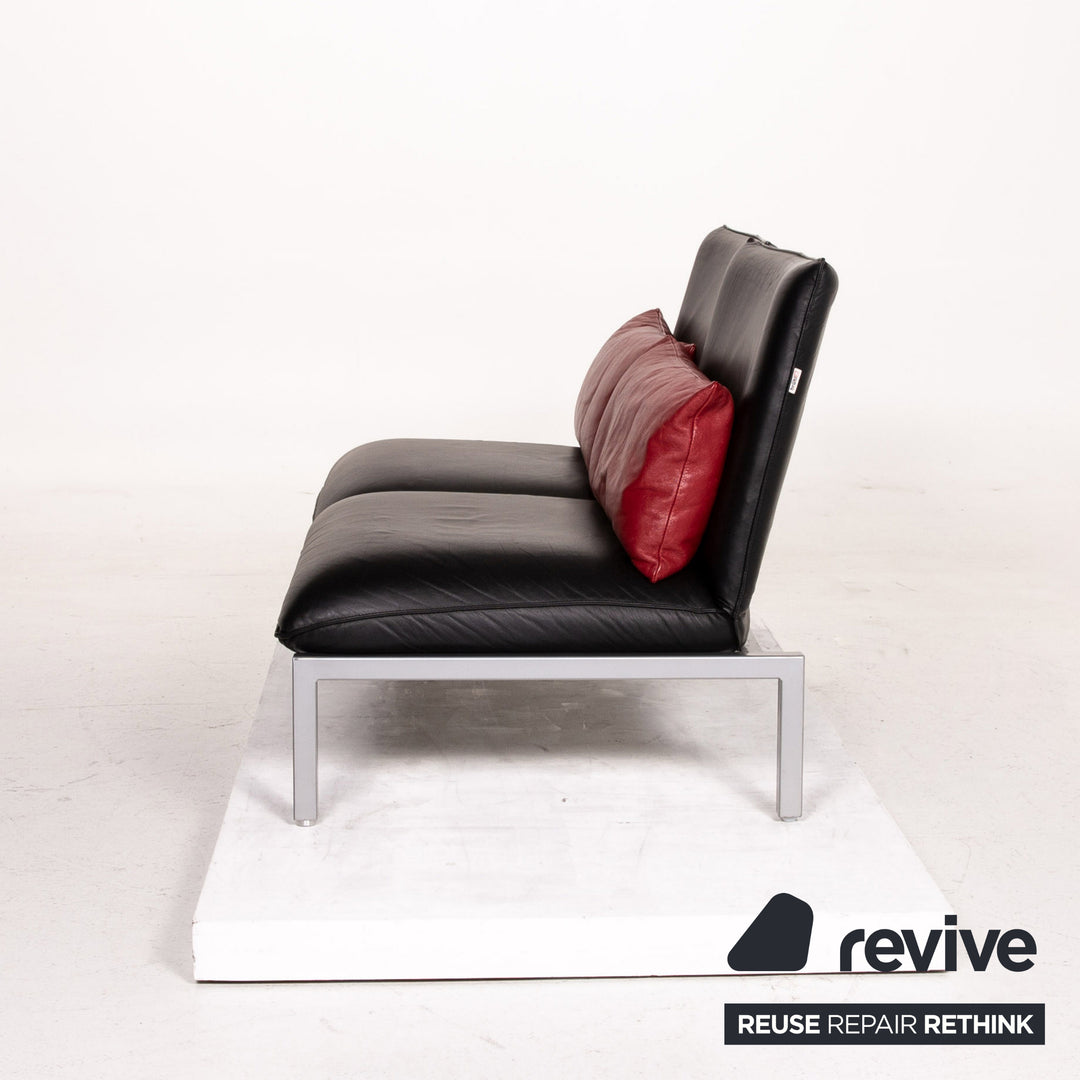 Brühl & Sippold Roro Leder Sofa Schwarz Zweisitzer Funktion Relaxfunktion Couch #15069