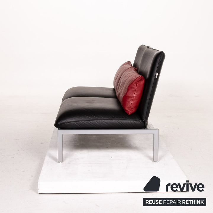 Brühl & Sippold Roro Leder Sofa Schwarz Zweisitzer Funktion Relaxfunktion Couch #15069