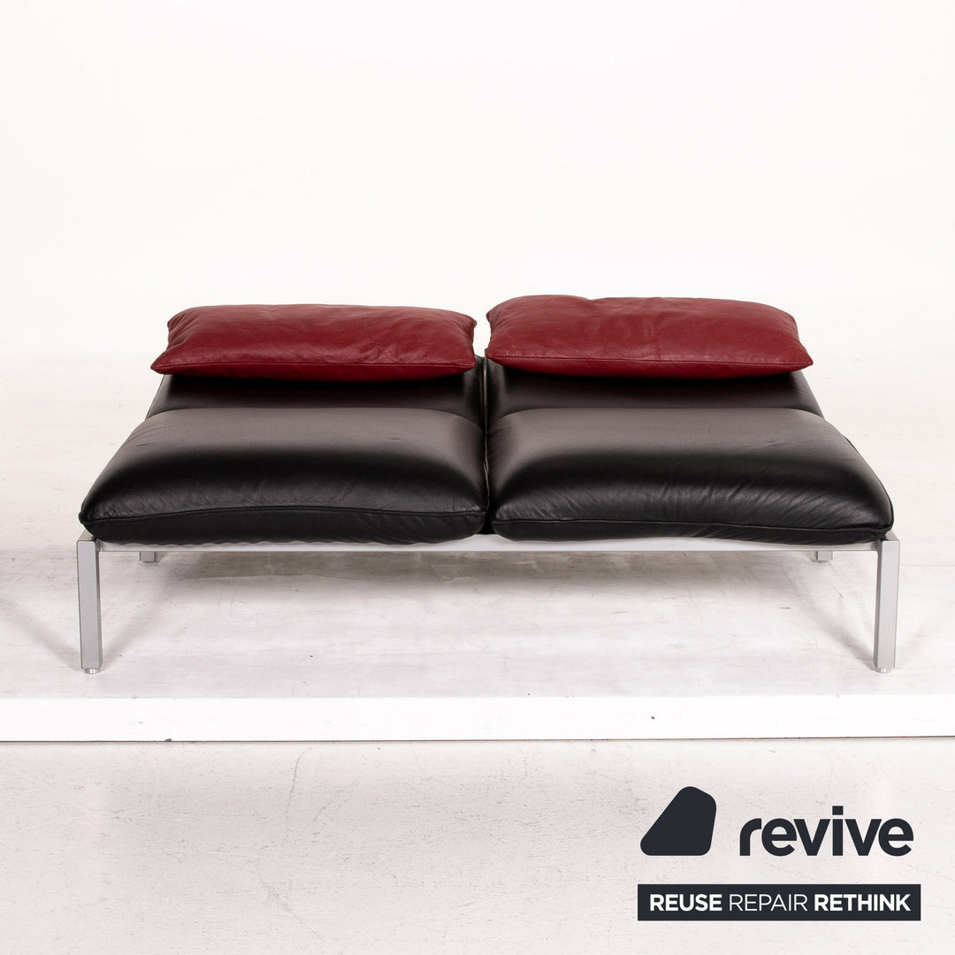 Brühl & Sippold Roro Leder Sofa Schwarz Zweisitzer Funktion Relaxfunktion Couch #15069