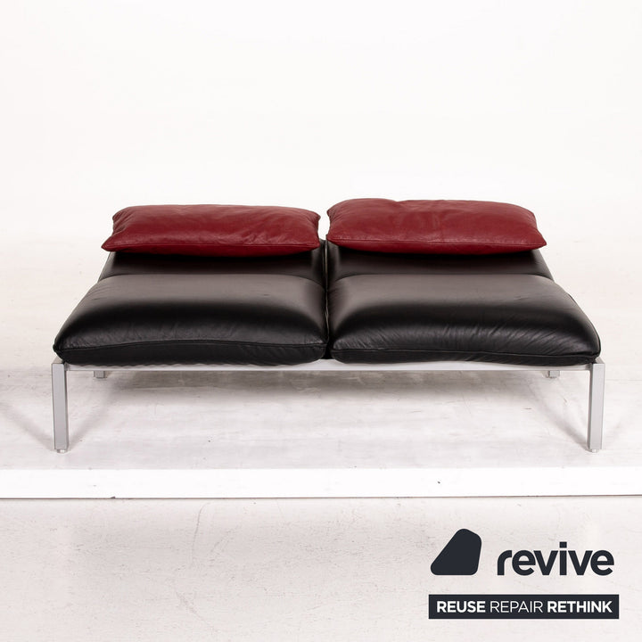 Brühl & Sippold Roro Leder Sofa Schwarz Zweisitzer Funktion Relaxfunktion Couch #15069