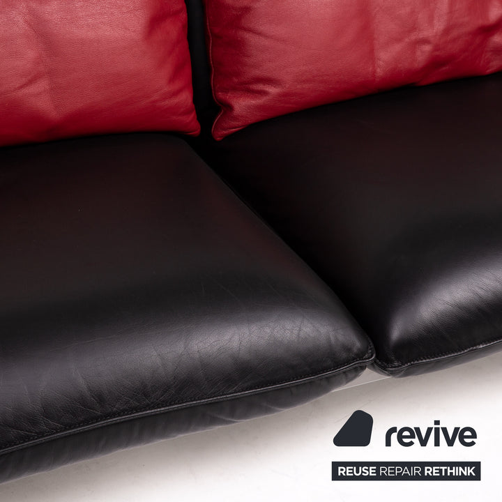 Brühl & Sippold Roro Leder Sofa Schwarz Zweisitzer Funktion Relaxfunktion Couch #15069