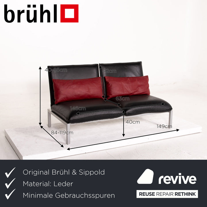 Brühl & Sippold Roro Leder Sofa Schwarz Zweisitzer Funktion Relaxfunktion Couch #15069