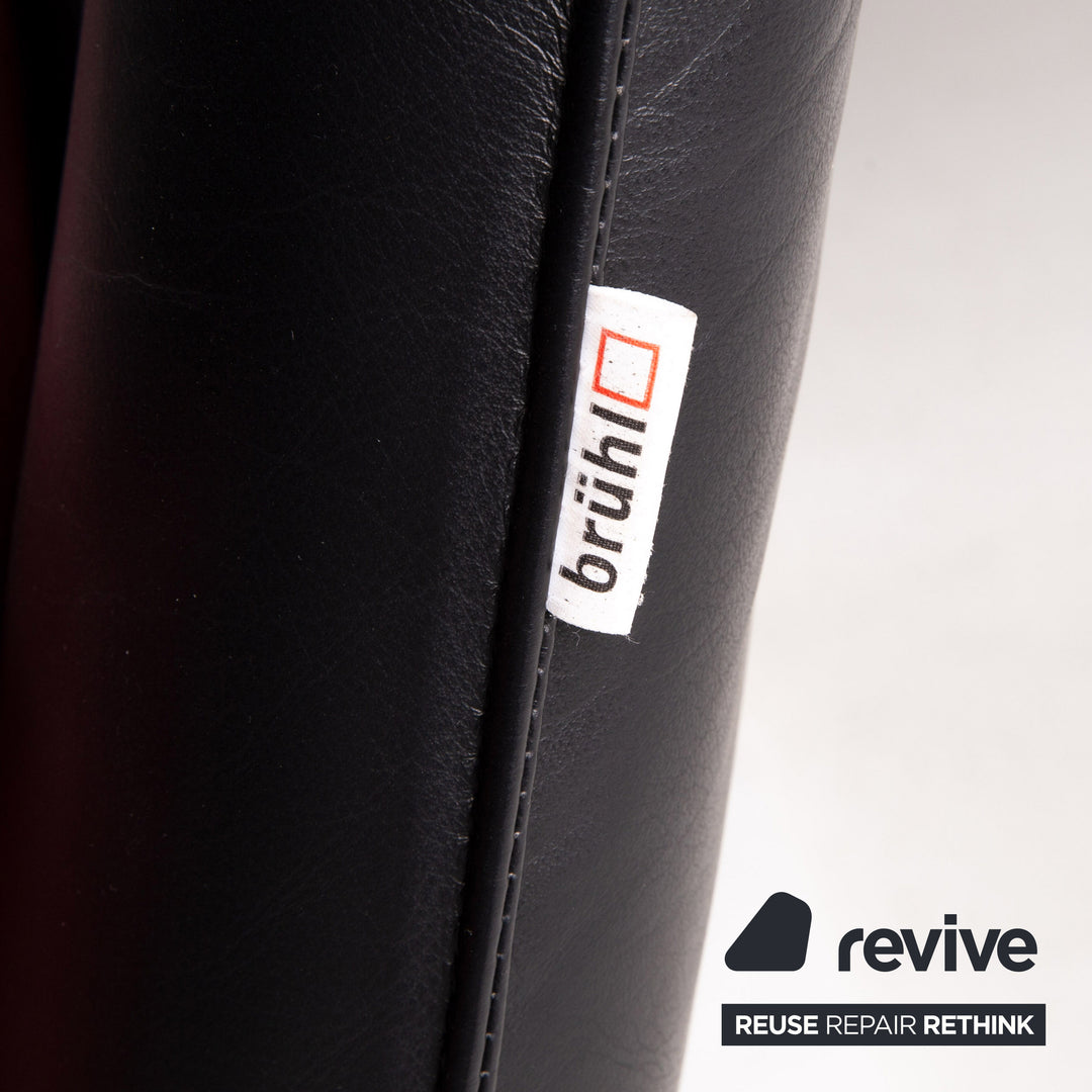 Brühl & Sippold Roro Leder Sofa Schwarz Zweisitzer Funktion Relaxfunktion Couch #15069