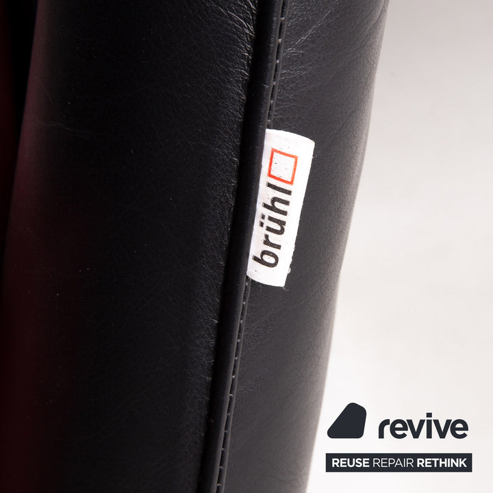 Brühl & Sippold Roro Leder Sofa Schwarz Zweisitzer Funktion Relaxfunktion Couch #15069