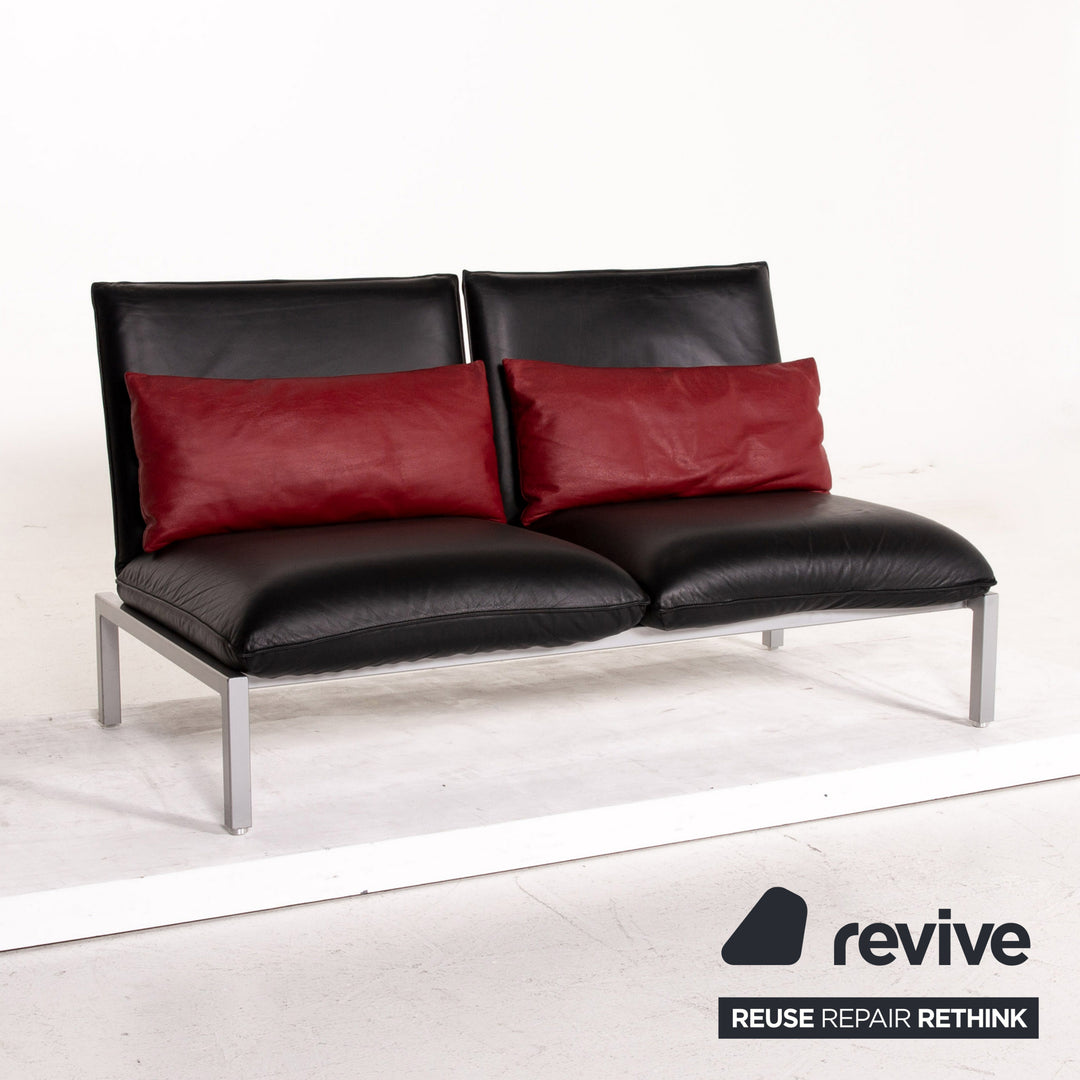 Brühl & Sippold Roro Leder Sofa Schwarz Zweisitzer Funktion Relaxfunktion Couch #15069