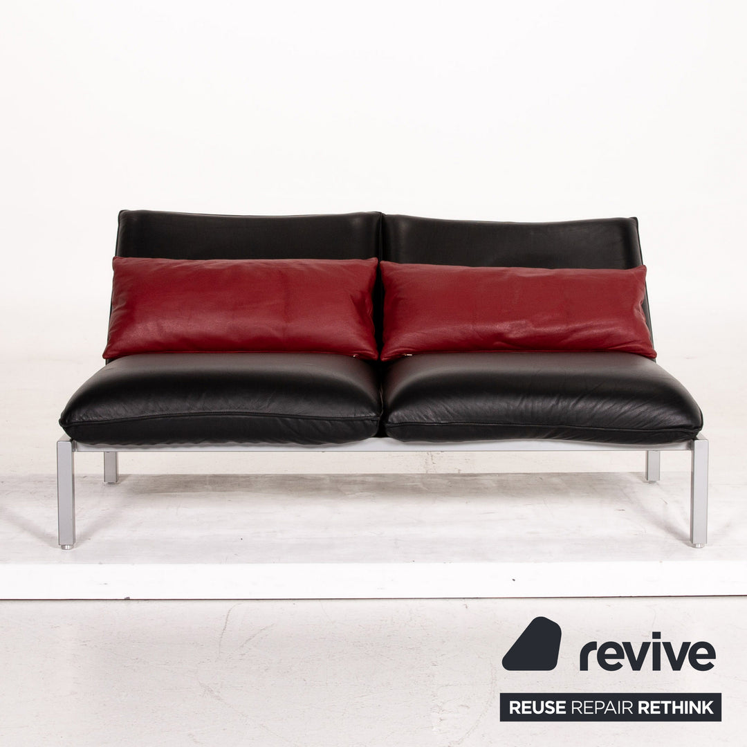 Brühl & Sippold Roro Leder Sofa Schwarz Zweisitzer Funktion Relaxfunktion Couch #15069