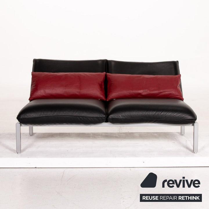 Brühl & Sippold Roro Leder Sofa Schwarz Zweisitzer Funktion Relaxfunktion Couch #15069