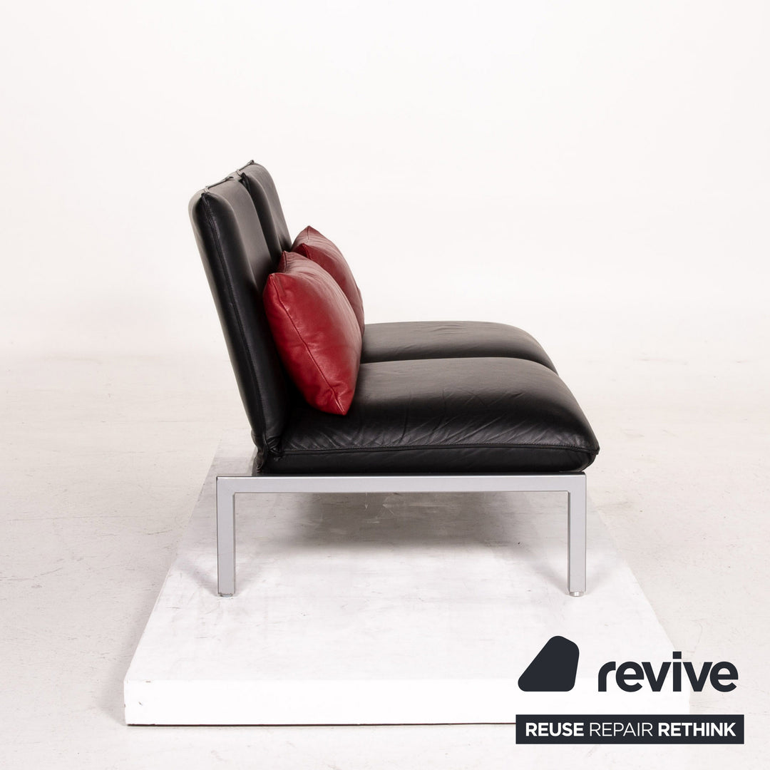 Brühl & Sippold Roro Leder Sofa Schwarz Zweisitzer Funktion Relaxfunktion Couch #15069