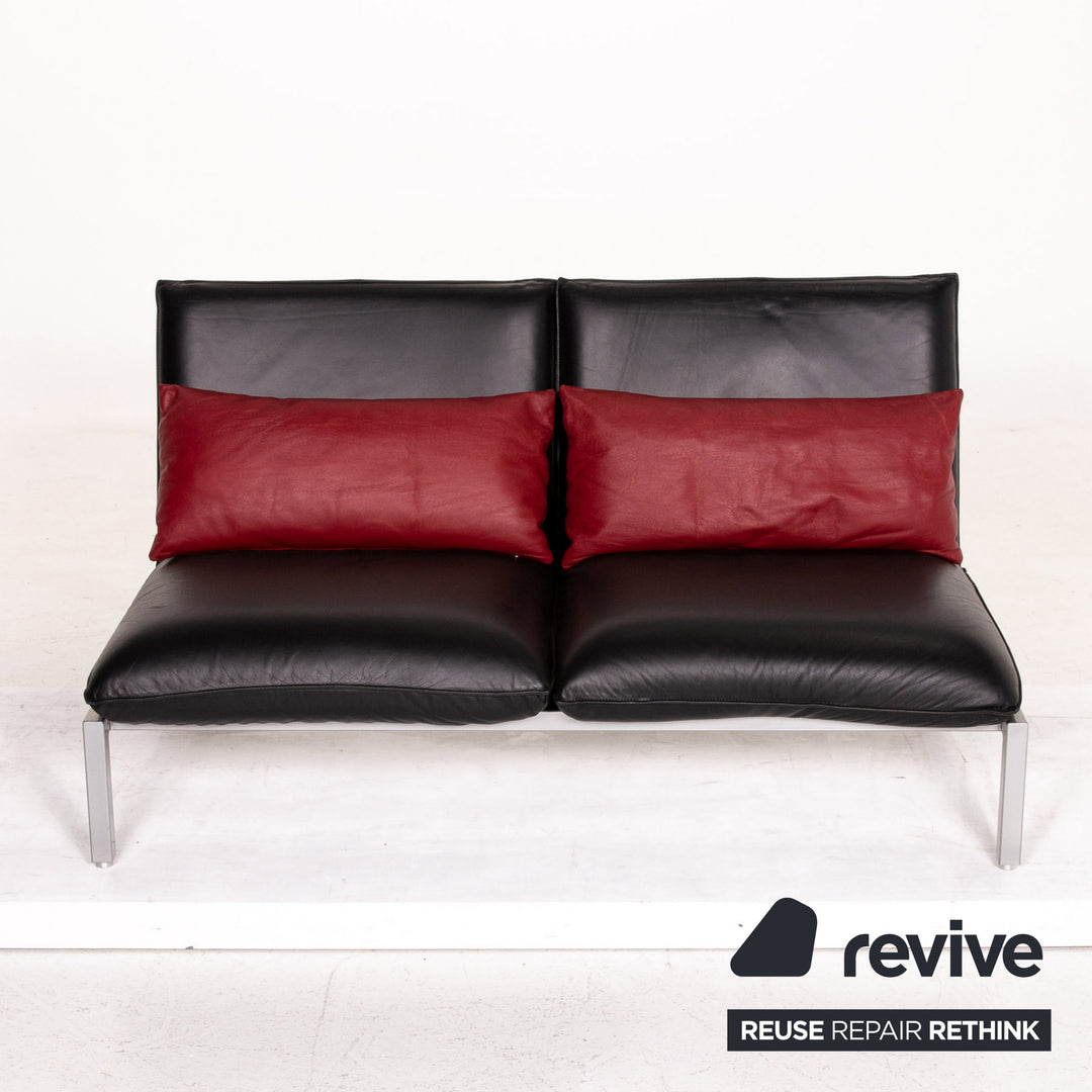 Brühl & Sippold Roro Leder Sofa Schwarz Zweisitzer Funktion Relaxfunktion Couch #15069