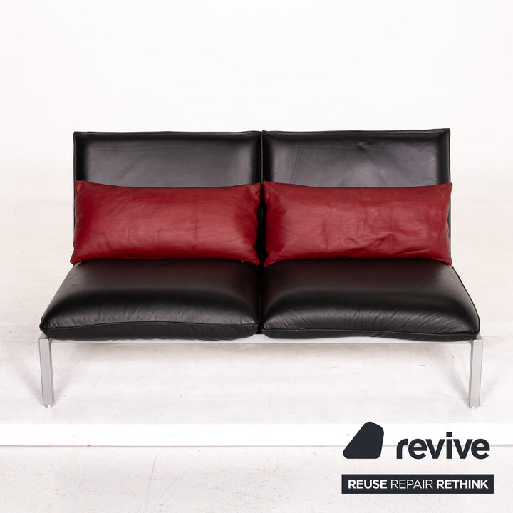 Brühl & Sippold Roro Leder Sofa Schwarz Zweisitzer Funktion Relaxfunktion Couch #15069