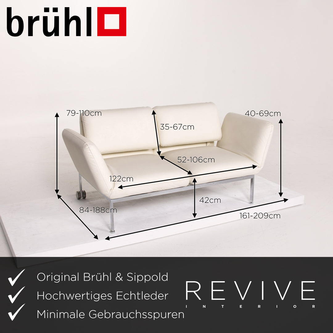 Brühl & Sippold Roro Leder Sofa Weiß Zweisitzer Funktion Schlaffunktion Schlafsofa Couch #13889