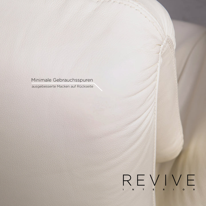 Brühl & Sippold Roro Leder Sofa Weiß Zweisitzer Funktion Schlaffunktion Schlafsofa Couch #13889