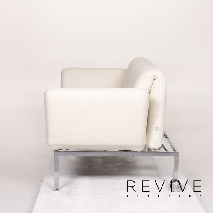 Brühl & Sippold Roro Leder Sofa Weiß Zweisitzer Funktion Schlaffunktion Schlafsofa Couch #13889