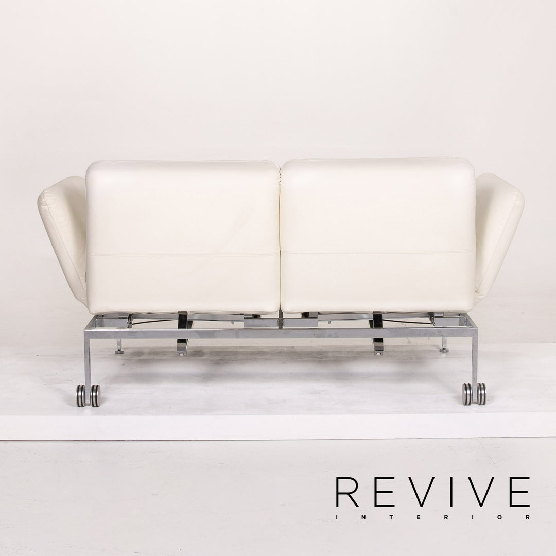 Brühl & Sippold Roro Leder Sofa Weiß Zweisitzer Funktion Schlaffunktion Schlafsofa Couch #13889