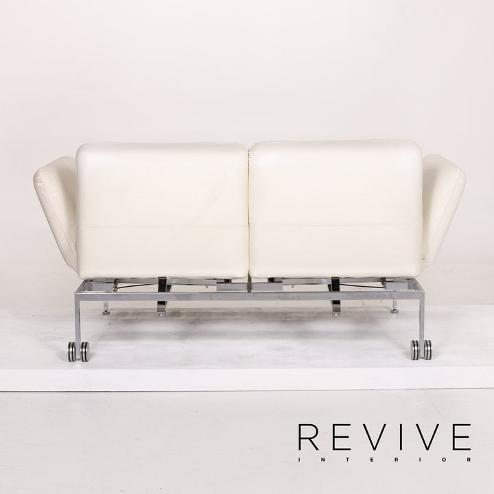 Brühl & Sippold Roro Leder Sofa Weiß Zweisitzer Funktion Schlaffunktion Schlafsofa Couch #13889