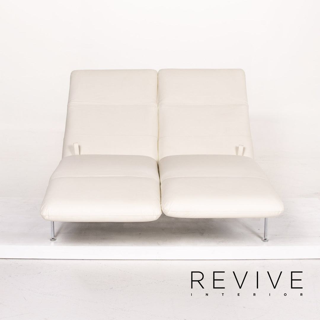 Brühl & Sippold Roro Leder Sofa Weiß Zweisitzer Funktion Schlaffunktion Schlafsofa Couch #13889