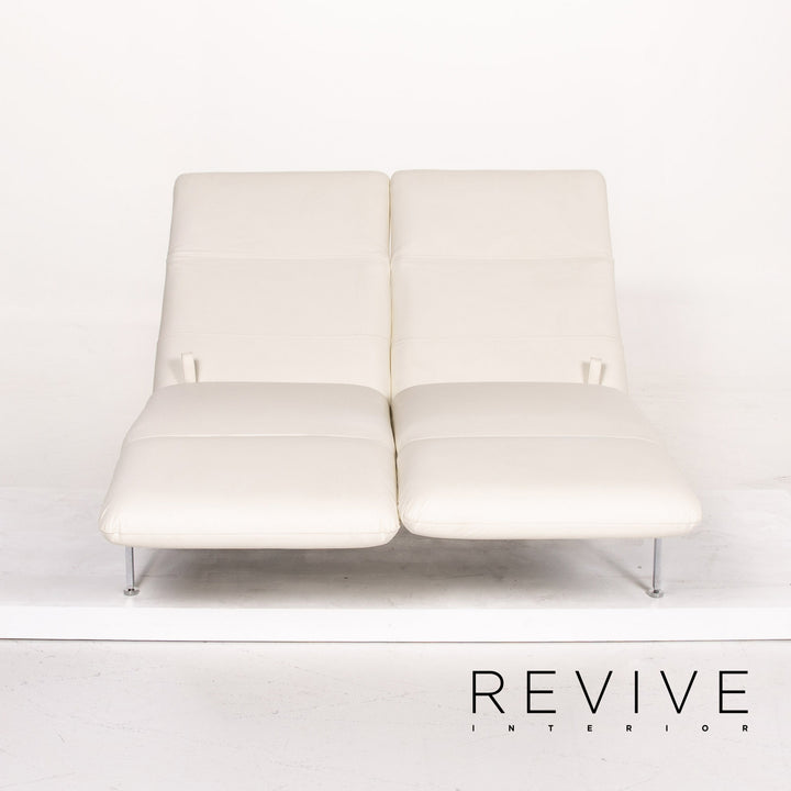 Brühl & Sippold Roro Leder Sofa Weiß Zweisitzer Funktion Schlaffunktion Schlafsofa Couch #13889