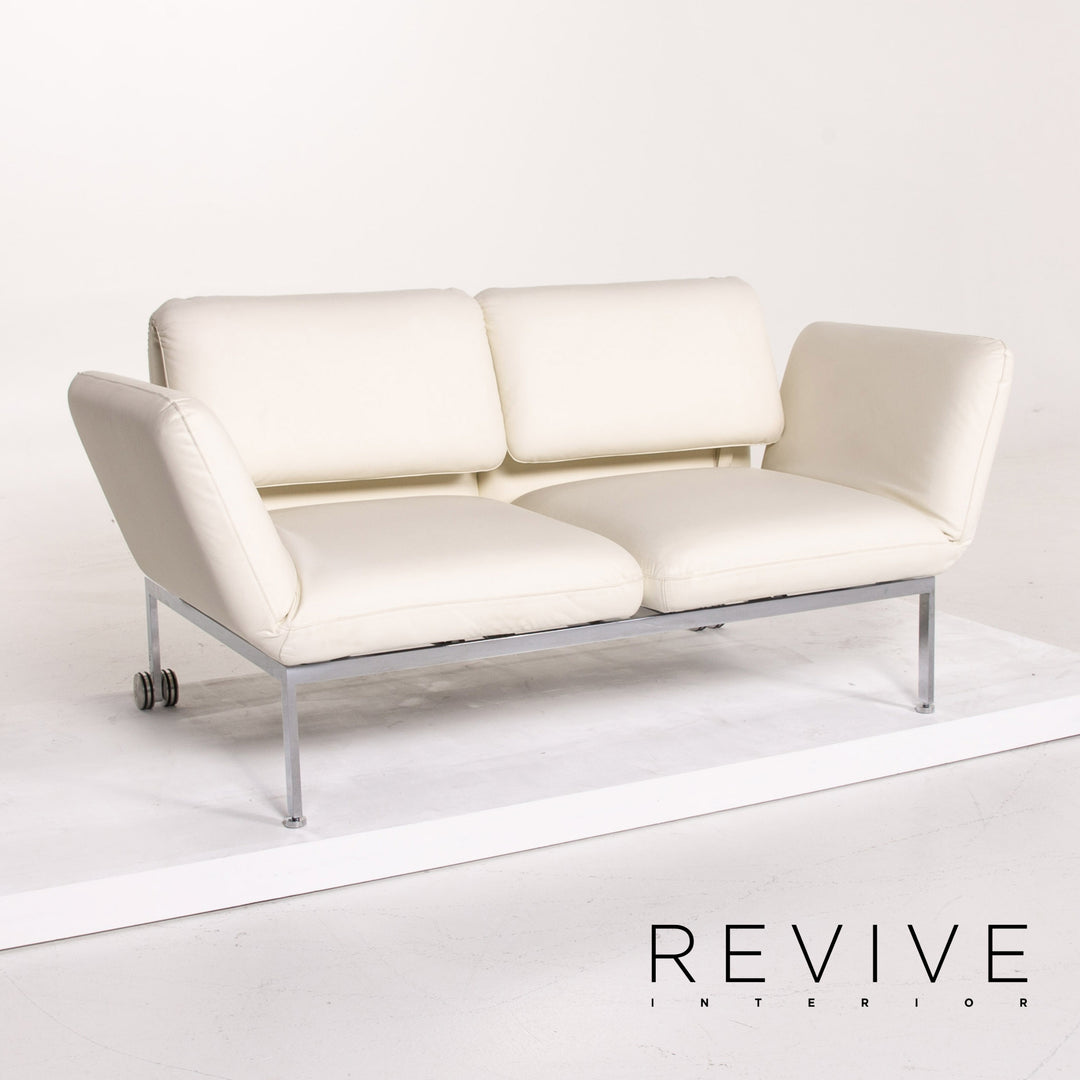 Brühl & Sippold Roro Leder Sofa Weiß Zweisitzer Funktion Schlaffunktion Schlafsofa Couch #13889