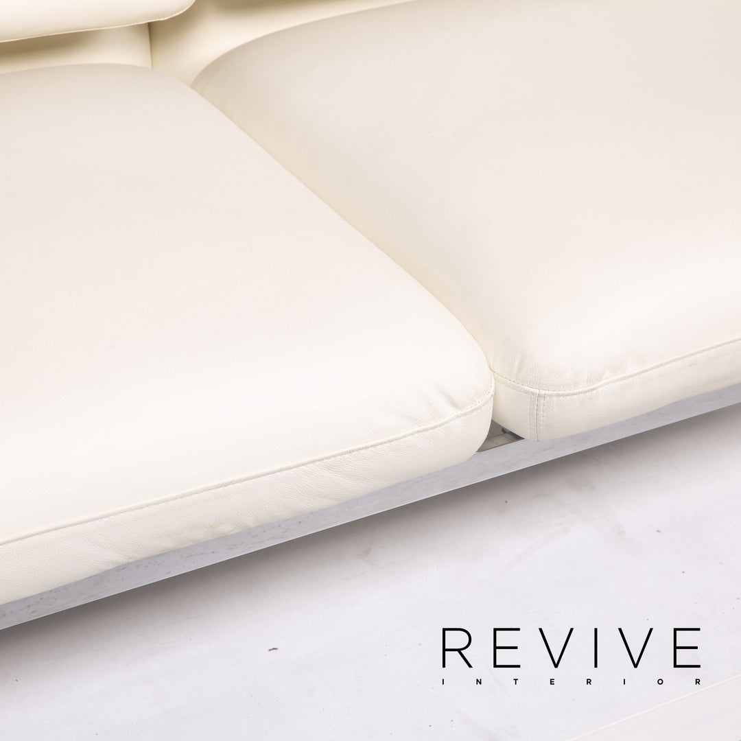 Brühl & Sippold Roro Leder Sofa Weiß Zweisitzer Funktion Schlaffunktion Schlafsofa Couch #13889