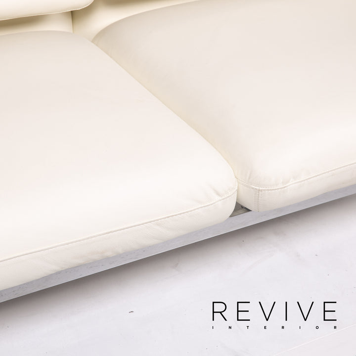 Brühl & Sippold Roro Leder Sofa Weiß Zweisitzer Funktion Schlaffunktion Schlafsofa Couch #13889
