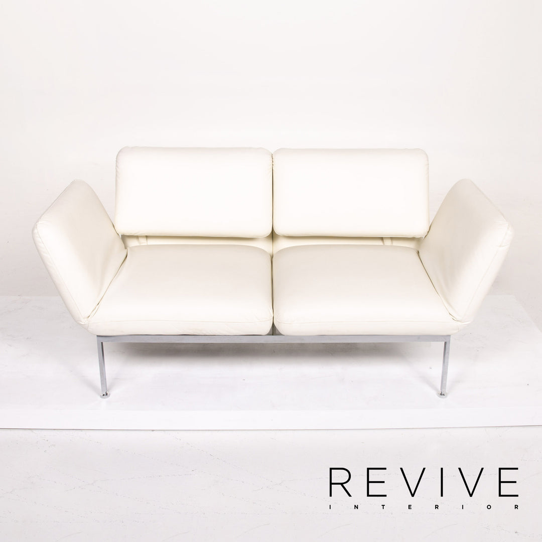 Brühl & Sippold Roro Leder Sofa Weiß Zweisitzer Funktion Schlaffunktion Schlafsofa Couch #13889