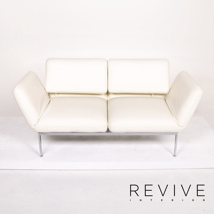 Brühl & Sippold Roro Leder Sofa Weiß Zweisitzer Funktion Schlaffunktion Schlafsofa Couch #13889
