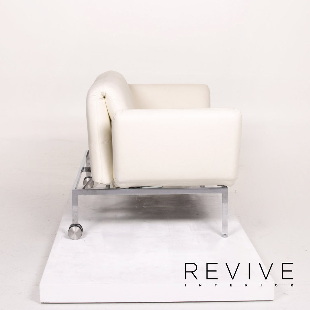 Brühl & Sippold Roro Leder Sofa Weiß Zweisitzer Funktion Schlaffunktion Schlafsofa Couch #13889