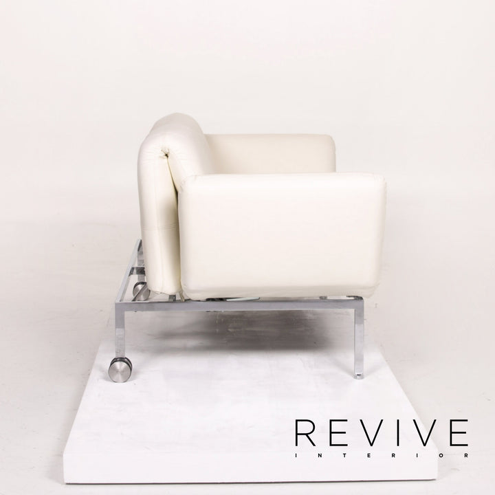 Brühl & Sippold Roro Leder Sofa Weiß Zweisitzer Funktion Schlaffunktion Schlafsofa Couch #13889