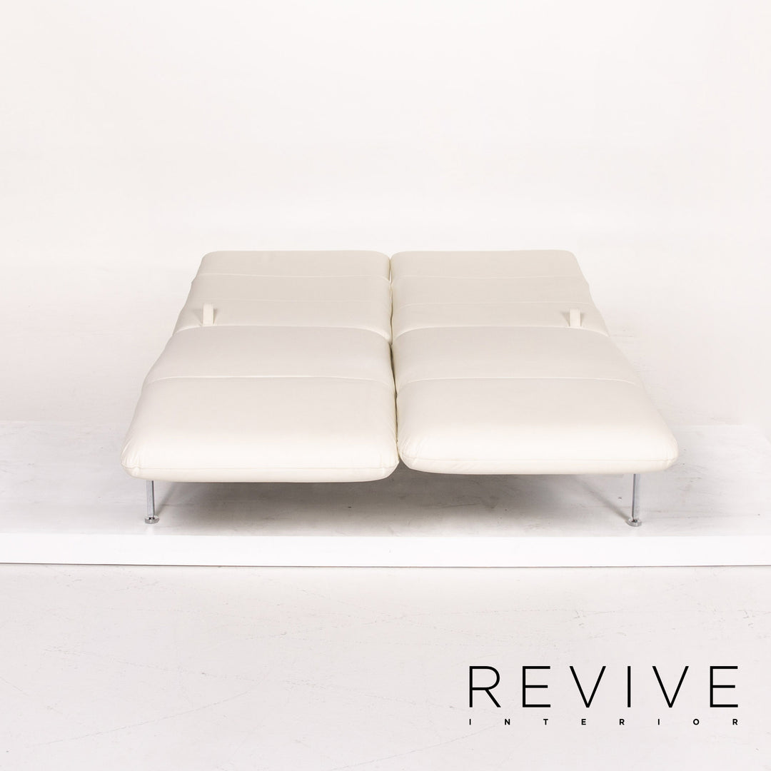 Brühl & Sippold Roro Leder Sofa Weiß Zweisitzer Funktion Schlaffunktion Schlafsofa Couch #13889