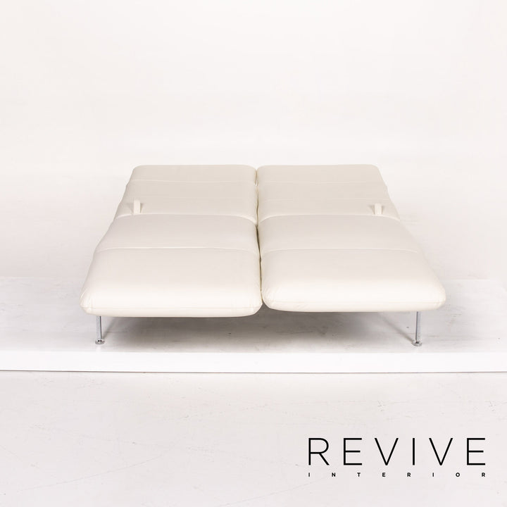 Brühl & Sippold Roro Leder Sofa Weiß Zweisitzer Funktion Schlaffunktion Schlafsofa Couch #13889