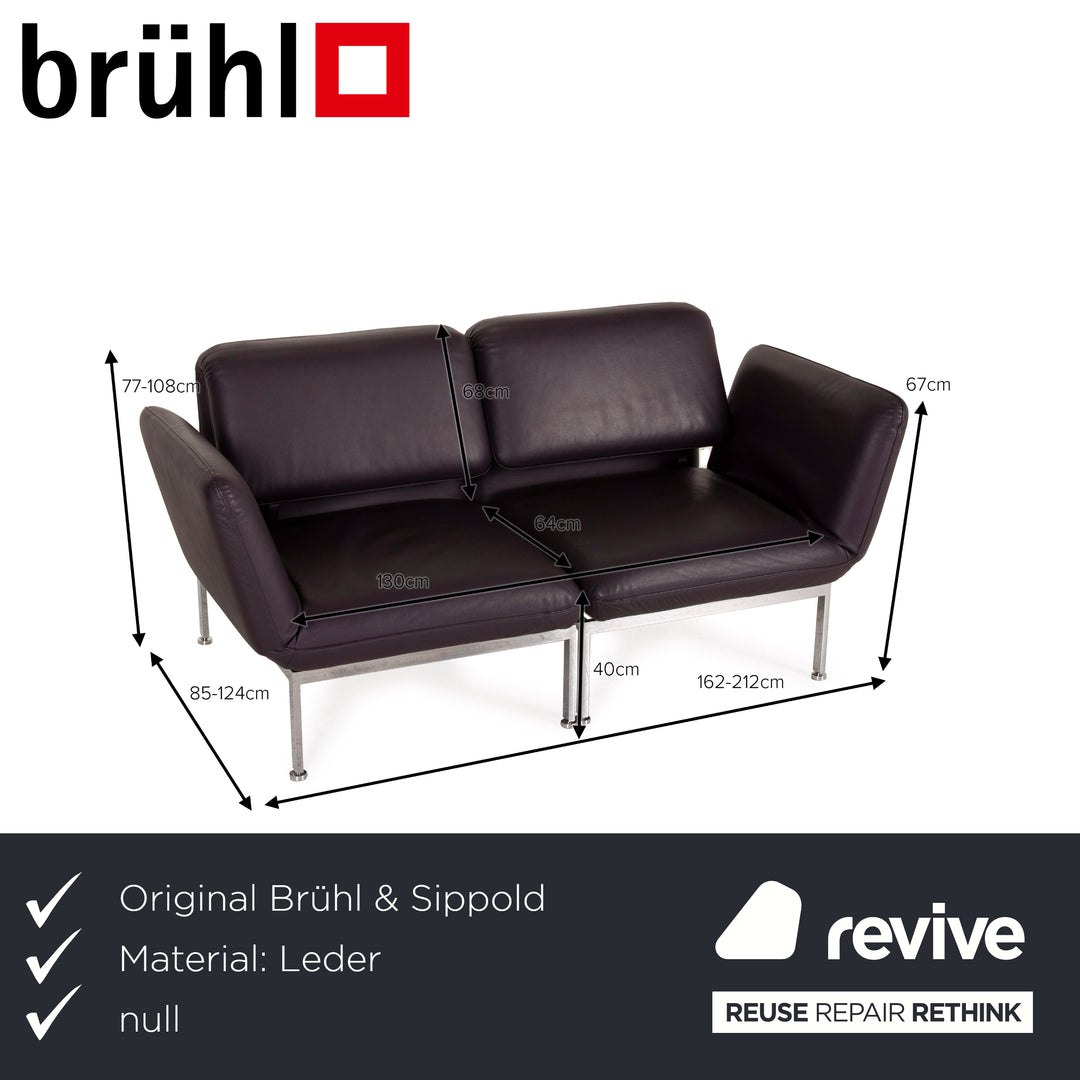 Brühl & Sippold Roro Leder Zweisitzer Aubergine Funktion Sofa Liege Relaxfunktion 2x Sessel