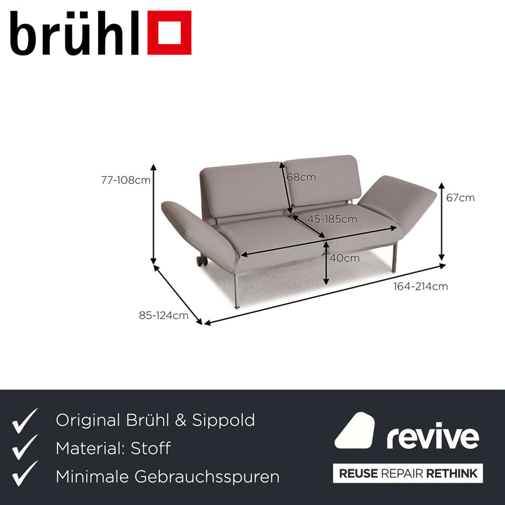 Brühl & Sippold Roro Stoff Sofa Eisblau Zweisitzer Couch Funktion Schlaffunktion