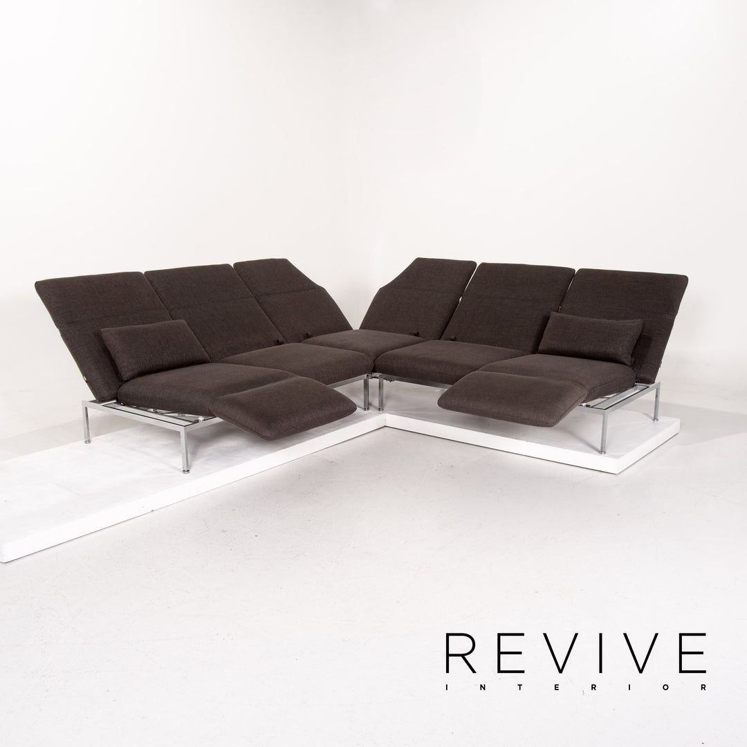 Brühl Roro ensemble de canapés en tissu gris 1x canapé d'angle 1x fonction tabouret #14612