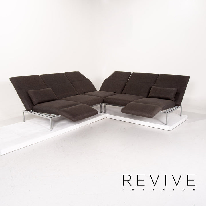 Brühl Roro ensemble de canapés en tissu gris 1x canapé d'angle 1x fonction tabouret #14612