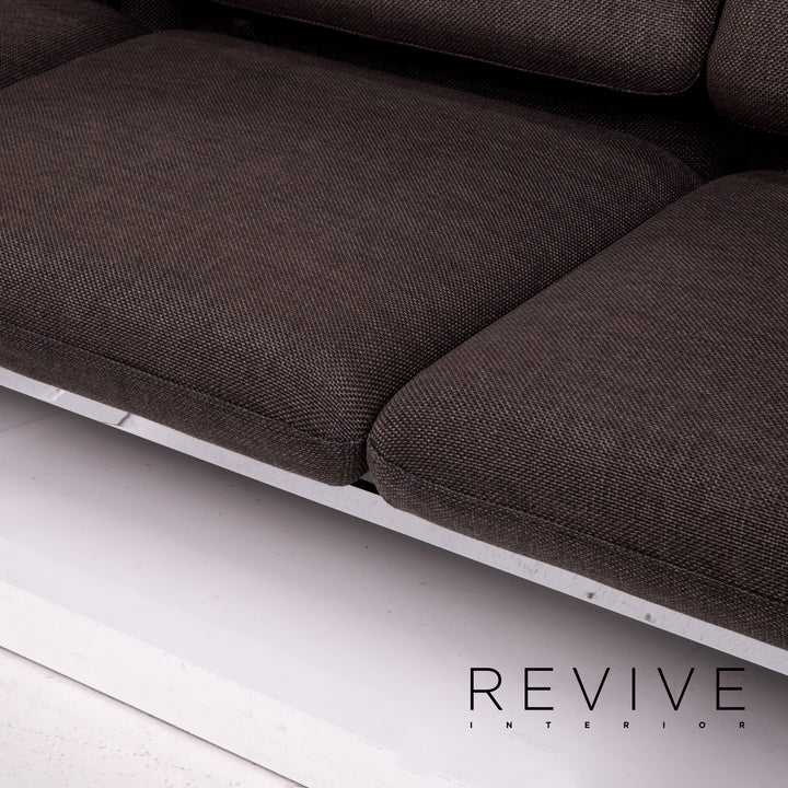 Brühl Roro ensemble de canapés en tissu gris 1x canapé d'angle 1x fonction tabouret #14612