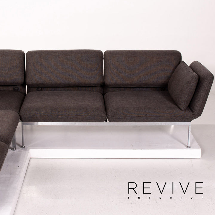 Brühl Roro ensemble de canapés en tissu gris 1x canapé d'angle 1x fonction tabouret #14612