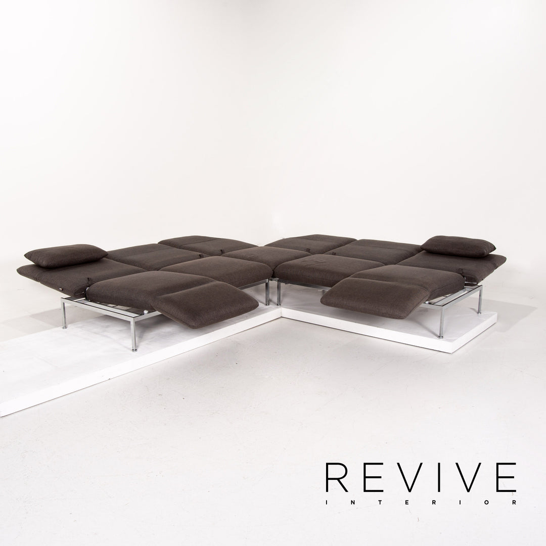 Brühl Roro ensemble de canapés en tissu gris 1x canapé d'angle 1x fonction tabouret #14612