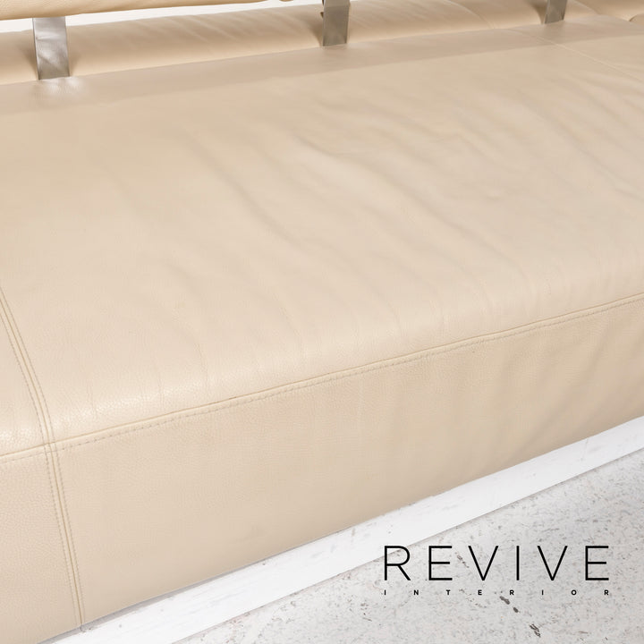 Brühl & Sippold Sunrise Leder Ecksofa Creme Sofa Funktion Couch #12893