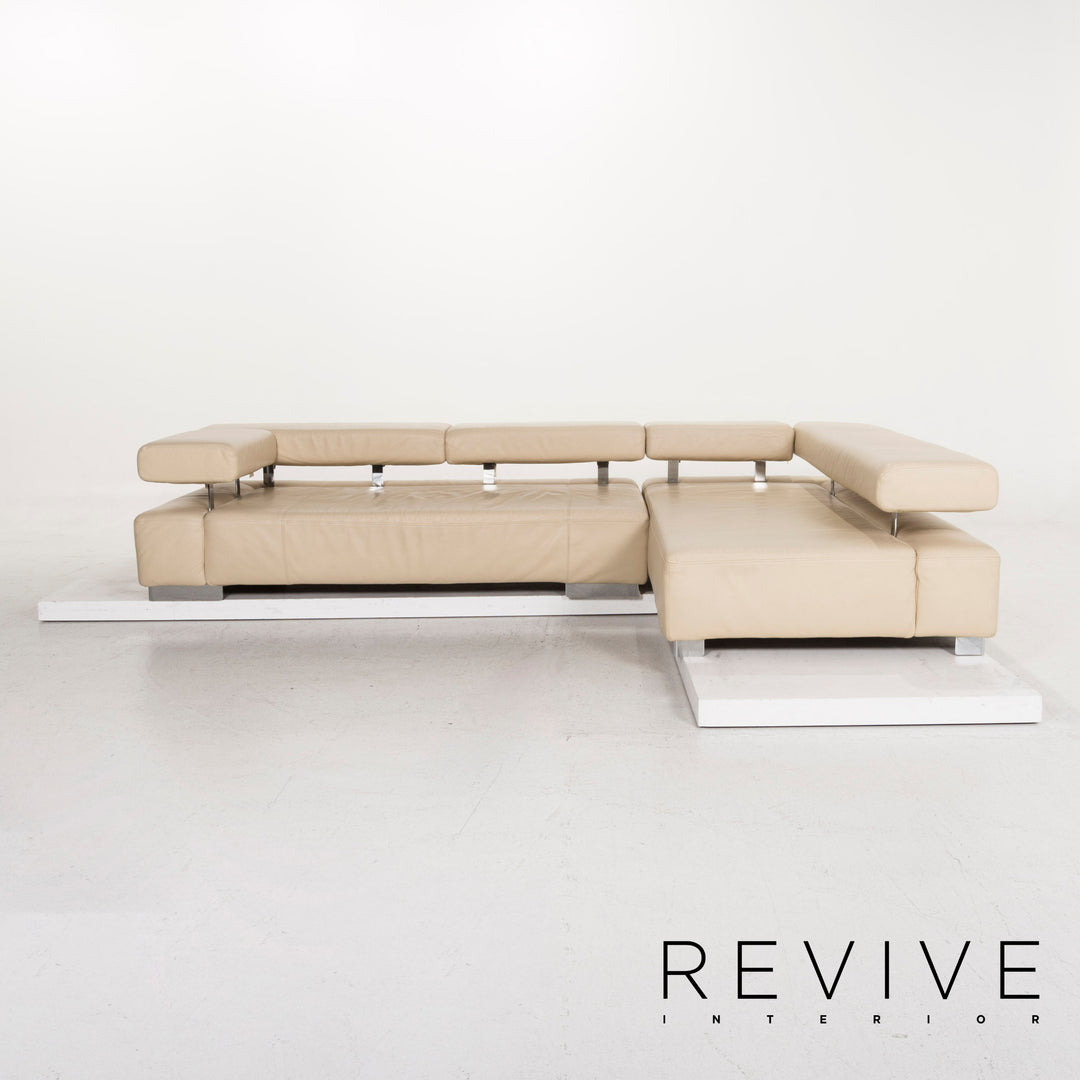 Brühl & Sippold Sunrise Leder Ecksofa Creme Sofa Funktion Couch #12893